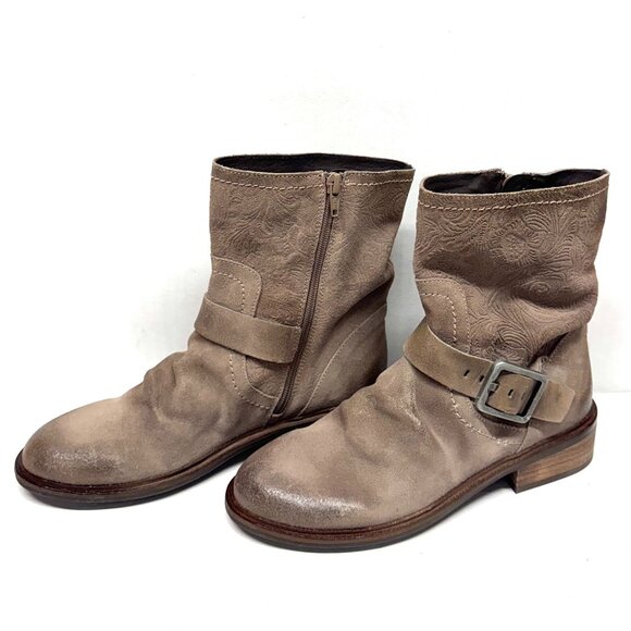 MIZ MOOZ NUBUCK LEATHER BOOTS SIDE ZIPPER TAUPE 37EU / 7US NEW # Z-27 - Picture 1 of 4